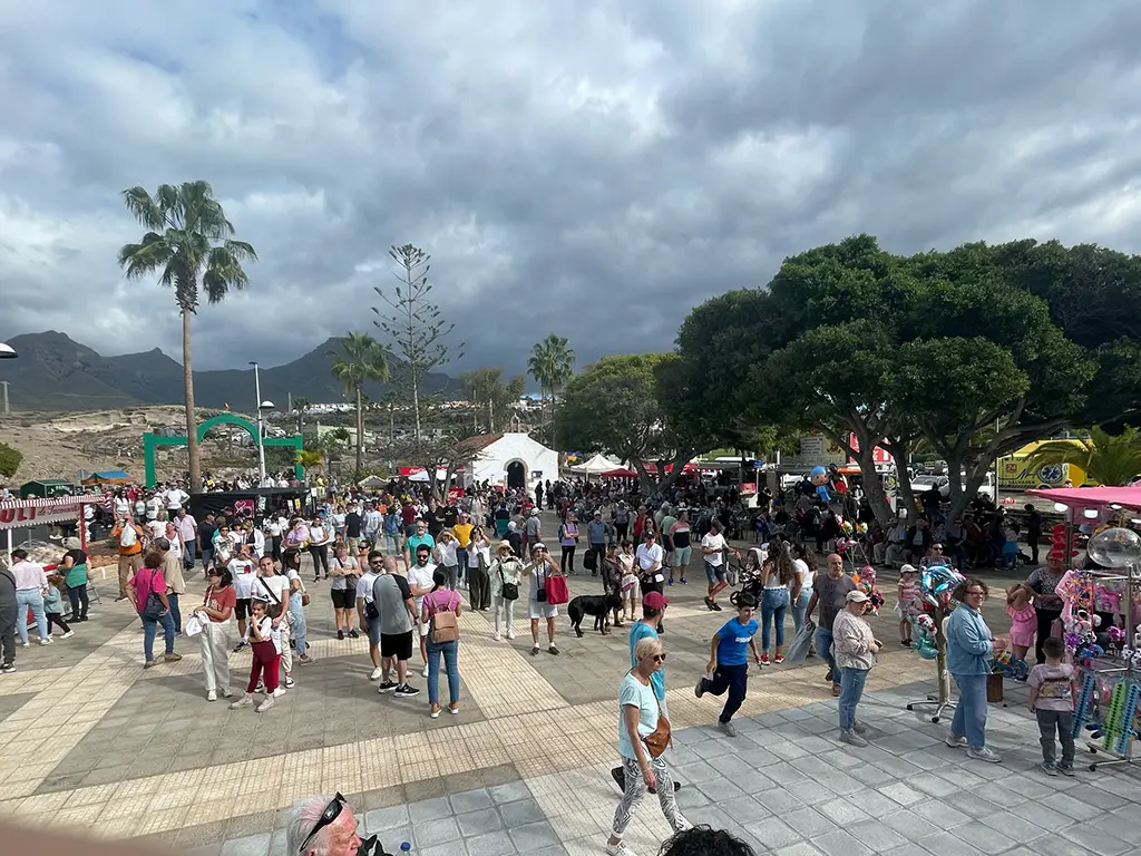 The lively square in front of the church