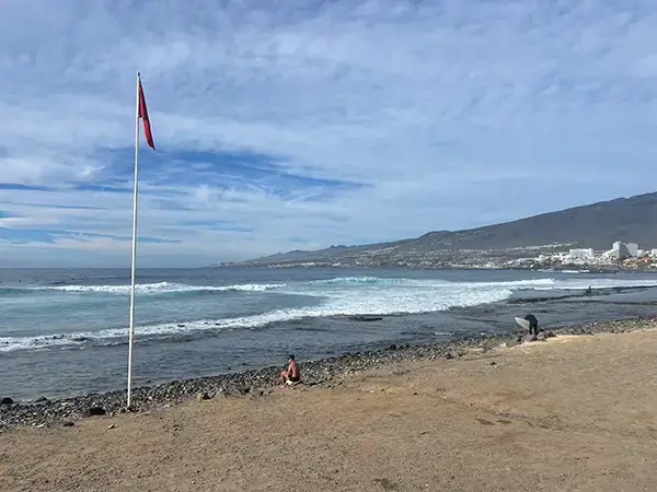 This is La Izquierda in the distance, a left, a wave best left to the locals, it only really works when the waves are huge.