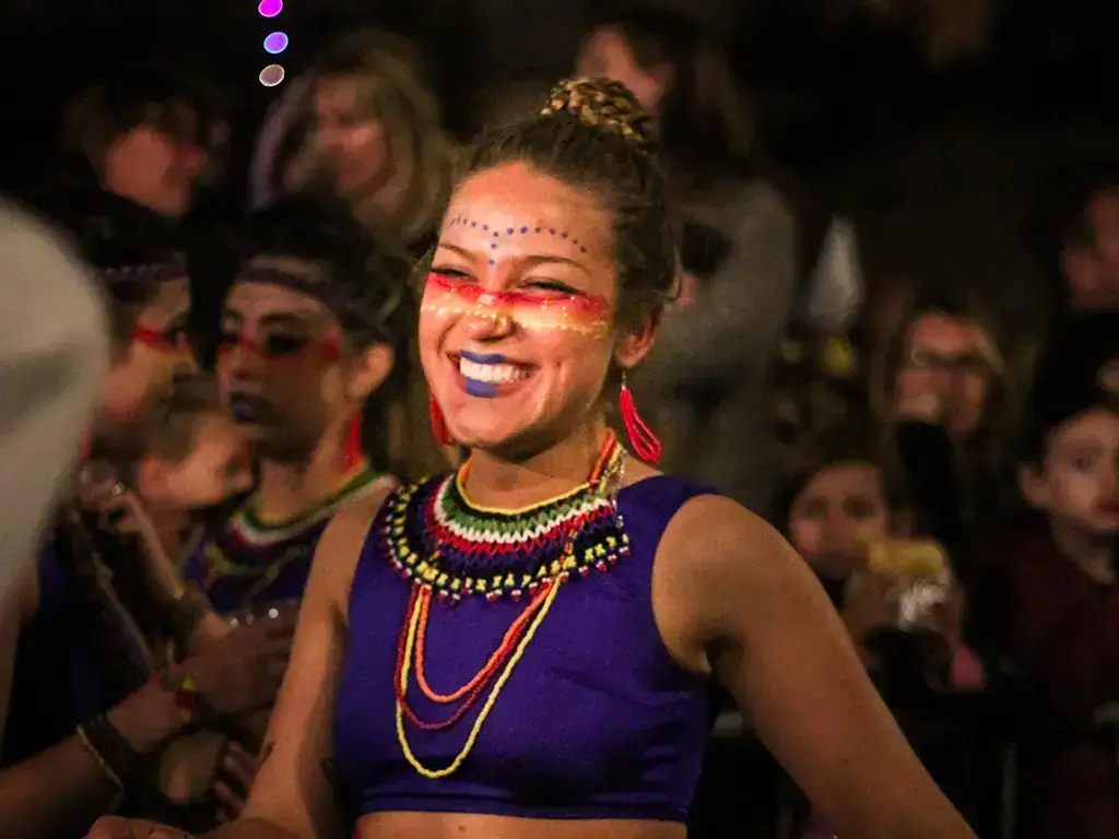 A contender girl receives an award for best latin dancing at carnival Santa Cruz de Tenerife