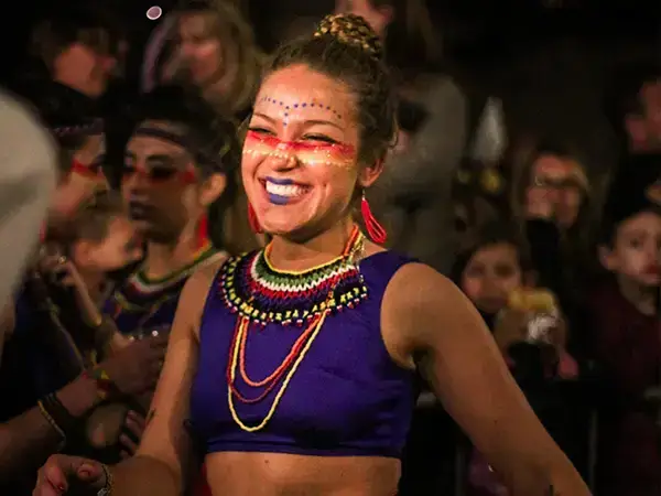 A contender girl receives an award for best latin dancing at carnival Santa Cruz de Tenerife